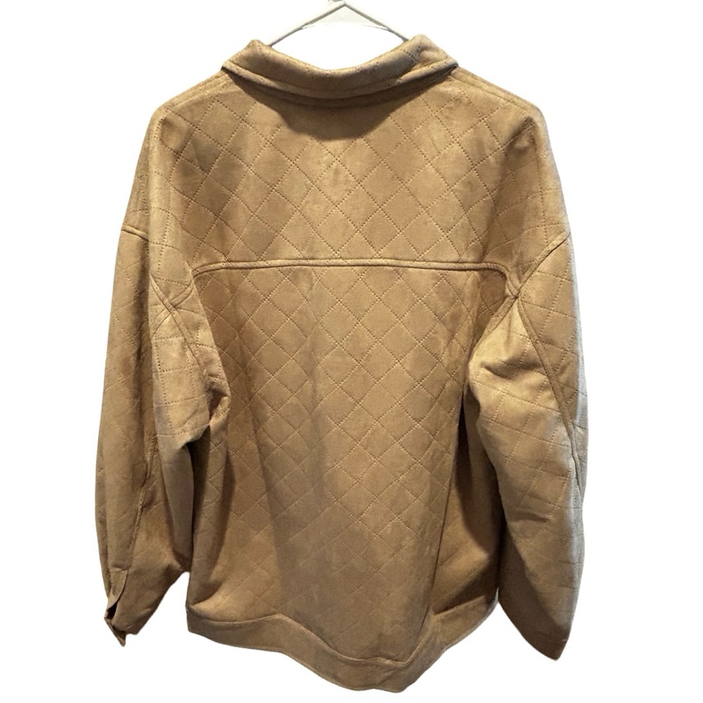 LE LIS Diamond Quilted Suede Front Zipper Collared Jacket - Picture 6 of 7
